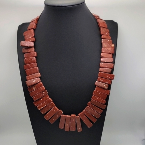 Unique Design Flat Chocolate Jasper 785 Cts Beaded Natural Gemstone Necklace - Picture 1 of 9